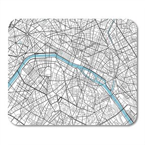 SIDONKU Vintage Black and White City Map of Paris Well Organized Separated Layers Arcdetriomphe Mousepad Mouse Pad Mouse Mat 9x10 inch