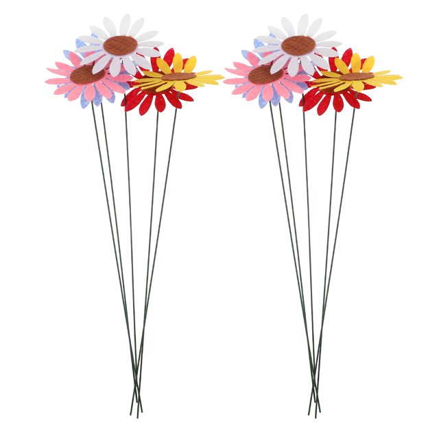 ADDHAT 10Ud Estacas Decorativas De Girasol De Metal Multicolor Para Jardín Patio Y Exteriores