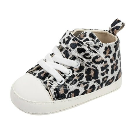 

Spring And Summer Children Baby Toddler Shoes Boys And Girls Casual Shoes High Top Lace Up Leopard Print Hook Loop Comfortable