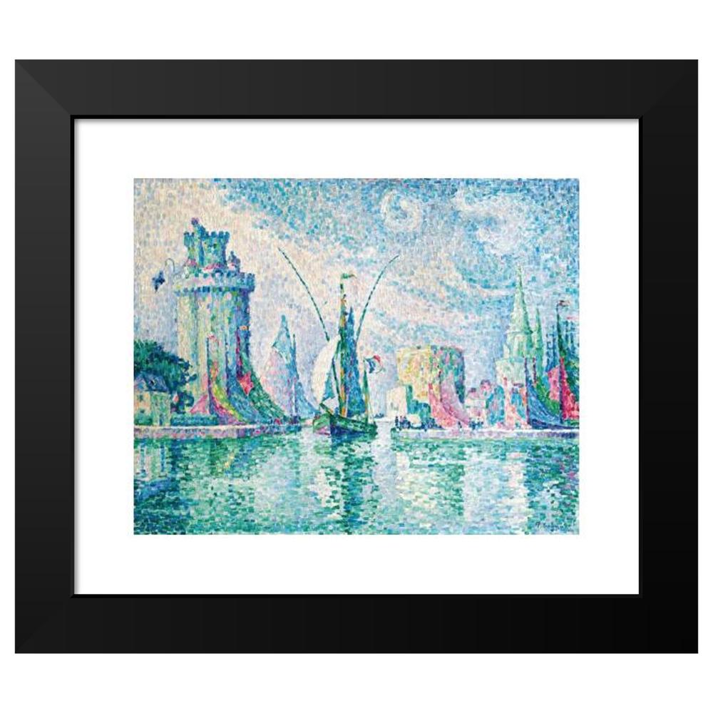 Paul Signac 14x12 Black Modern Framed Museum Art Print Titled - Les Tours Vertes, La Rochelle (1913)