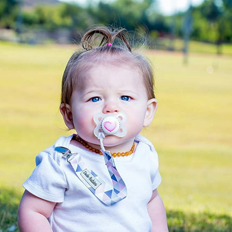 Pacifier Clips for Boys and Girls, Baby Holder Leash, Baby and Toddler  Pacifier Metal Clips, Baby Teether Toy, Handmade Pacifier Clips 4 Pack