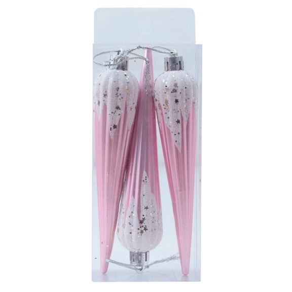 CuiLiyq 3 Pcs Christmas Tree Ornament Set, Glittering Shatterproof Plastic Ice Pick Shapes Pendant, Xmas Hanging Decoration for Holiday Wedding Party Fireplace Wreath Decor (E)