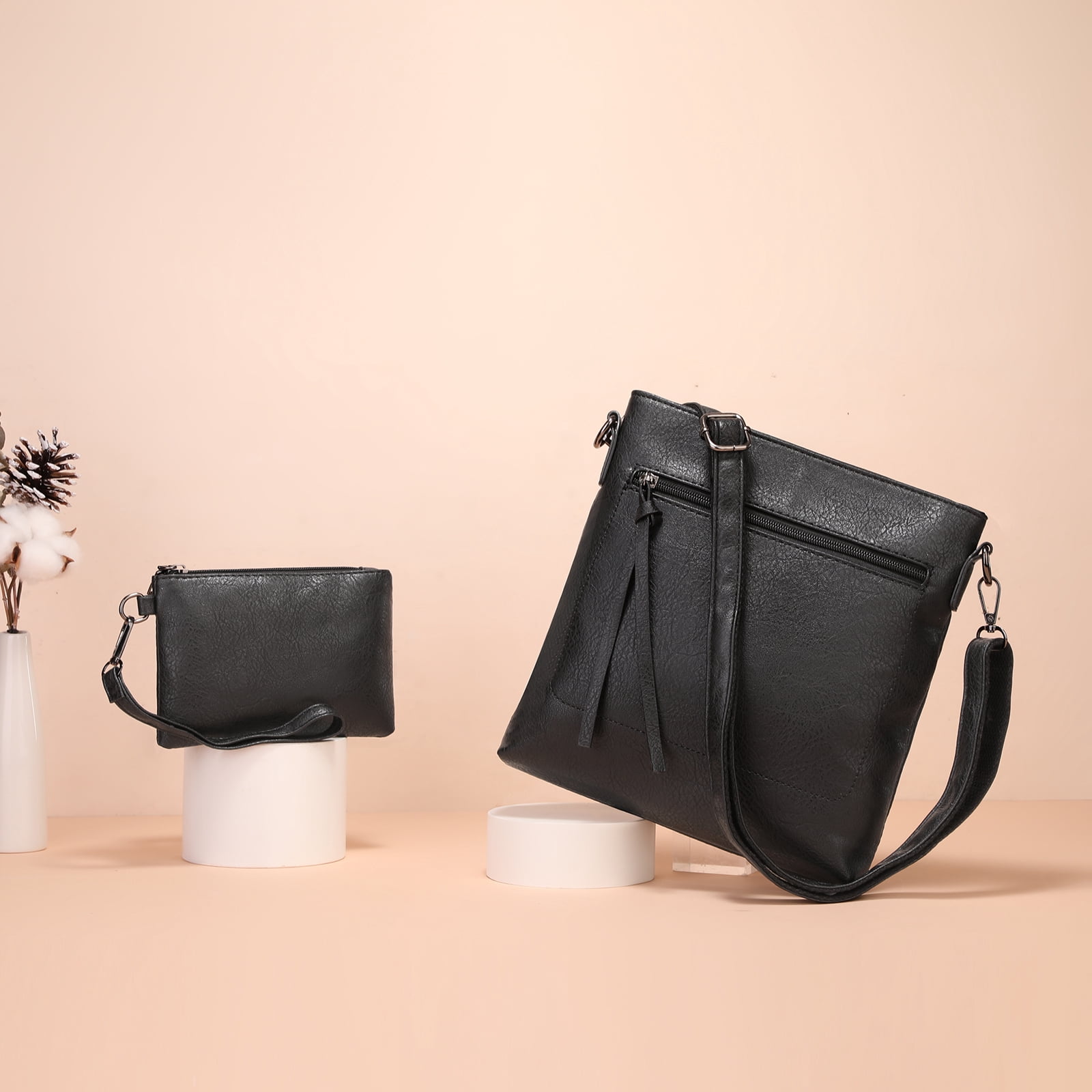 SENDEFN Real Leather Purse for Women Crossbody Bag Travel Shoulder Handbag Vintage Tassel Zipper