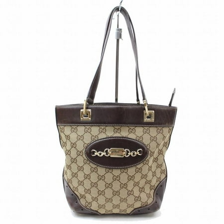 - Monogram Chain Logo Tote 868547 Brown Canvas Shoulder Bag