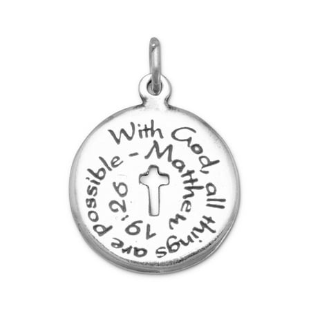 Cut Out Cross - Cut Out Cross Charm - With God All Things are Possible, Matthew 19:26 Bible Quote