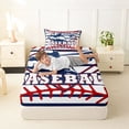 thumbnail image 4 of Castle Fairy Baseball Gamer Twin Sheets 3pcs, Sport Theme Stripes Bedding, Red Navy,1 Fitted Sheet, 1 Flat Sheet and 1 Pillowcase, 4 of 6