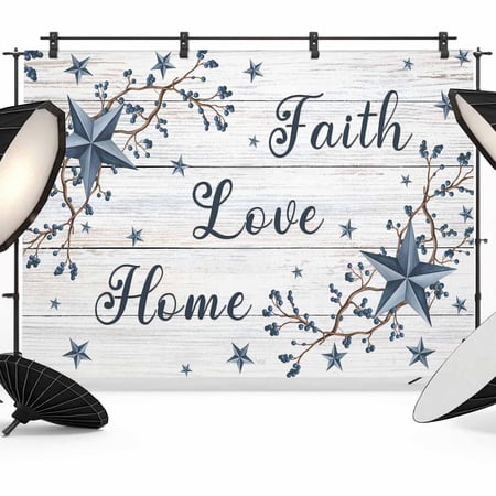 Blue Texas Star Photography Backdrop 12x8FT Vintage Berry Faith Love Home Country Wood Grain Photo Backdrops Background for Photography Studio Photo Studio Background Back Drop for Photoshoot