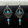 thumbnail image 3 of Moda Retro Estilo Étnico Hueco Pendientes de la gota de agua de color turquesa Bohemia Pendientes de borla Joyería, 3 of 8