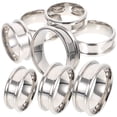 thumbnail image 3 of 8 piezas anillo en blanco ranurado anillo de dedo liso con acero inoxidable joyas de anillo de dedos, 3 of 5