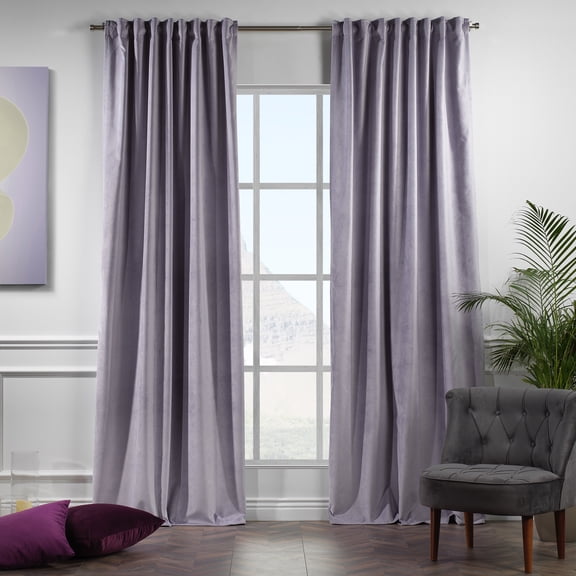 3S Brother's Solid Luxury Matte Velvet Soft Curtains Set of 2 Panels Hanging Back Tap & Rod Pocket Home Décor Bedroom Kitchen Office Windows Room Darkering ( Heather Purple-52"x63")