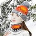 thumbnail image 3 of GRNSHTS Heated Beanie Hat and Neck Warmer Set Warm Scarf Pom Knit Hat USB USB Electric Womens Winter Heated Hat Scarf (Gray), 3 of 8