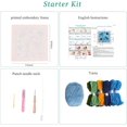 thumbnail image 2 of Embroidery Punch Needle kit Frame, Embroidery Starter Kits for Beginner Kids,Punch Needle Fabric with Pattern,Threader, Yarns,Pinch Needle, Embroidery Hoops & Rug Punch(Blue), 2 of 6