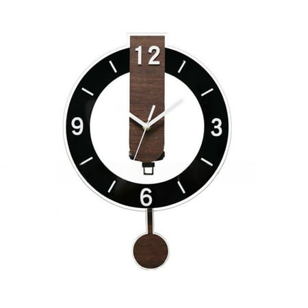 Black White Large Wall Clock Acrylic Wooden Modern Silent 31 by 31 by 5cm