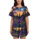 thumbnail image 1 of Fotbe Cosmic Irises At Twilight Conjunto de Pijama Estampado para Mujer, 2 Piezas, Ropa de Dormir con Camiseta de Manga Corta y Shorts Suaves-4X-Large, 1 of 6