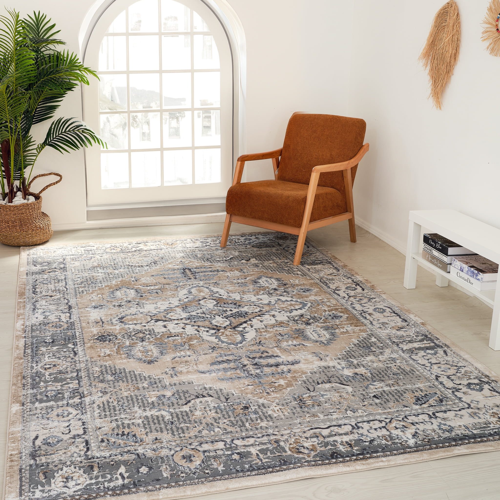 Rug Branch Atlas Vintage Indoor Area Rug, Brown Grey, Oriental - Living Room, Bedroom, Dining Room, and Kitchen