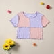 thumbnail image 2 of Gibobby Blusas Manga Larga Niñas Niñas Colorblock Oreja Borde Cuello redondo Acanalado Punto Manga corta Ropa Verano Casual Top （Rosa， 7-8Años), 2 of 5