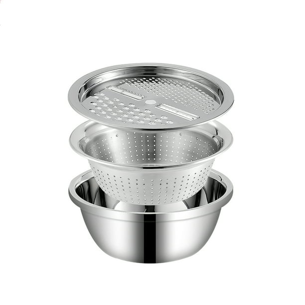 Colador Apilable De Acero Inoxidable Y Juego De Lavabo Para Mezclar, Colador De Cocina, Lavabo De Arroz, Colador De Ensalada, Juego De Tazones, Colador De Arroz Para Cocina, Restaurante, Cocina Advancent HA026467-02