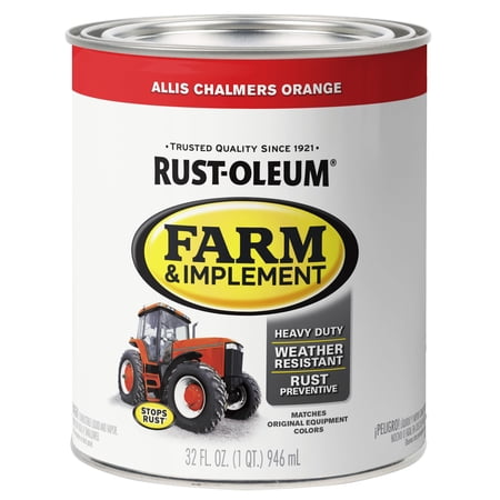 Rust-Oleum 280156 Farm & Implement Enamel Paint, Quart, Allis Chalmers Orange, Pack of 1