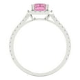 thumbnail image 4 of Clara Pucci 14K White Gold Solid Gold Pink Halo Anniversary Ring for Women - 1.86 cttw Emerald Cut, 4 of 8