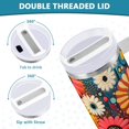 thumbnail image 3 of Yayeee 40oz Stainless Steel Tumbler with Straw and Handle Double-Wall Insulated Travel Water Bottle, Red Colorful Flowers with Dots, 3 of 8