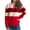 Red, variant on TKLPEHG Western Tops for Women Crew Neck Tops Casual Comfy Lightweight Classic Color Block Patchwork Loose Fashion Long Sleeve Pullover (Black,M)