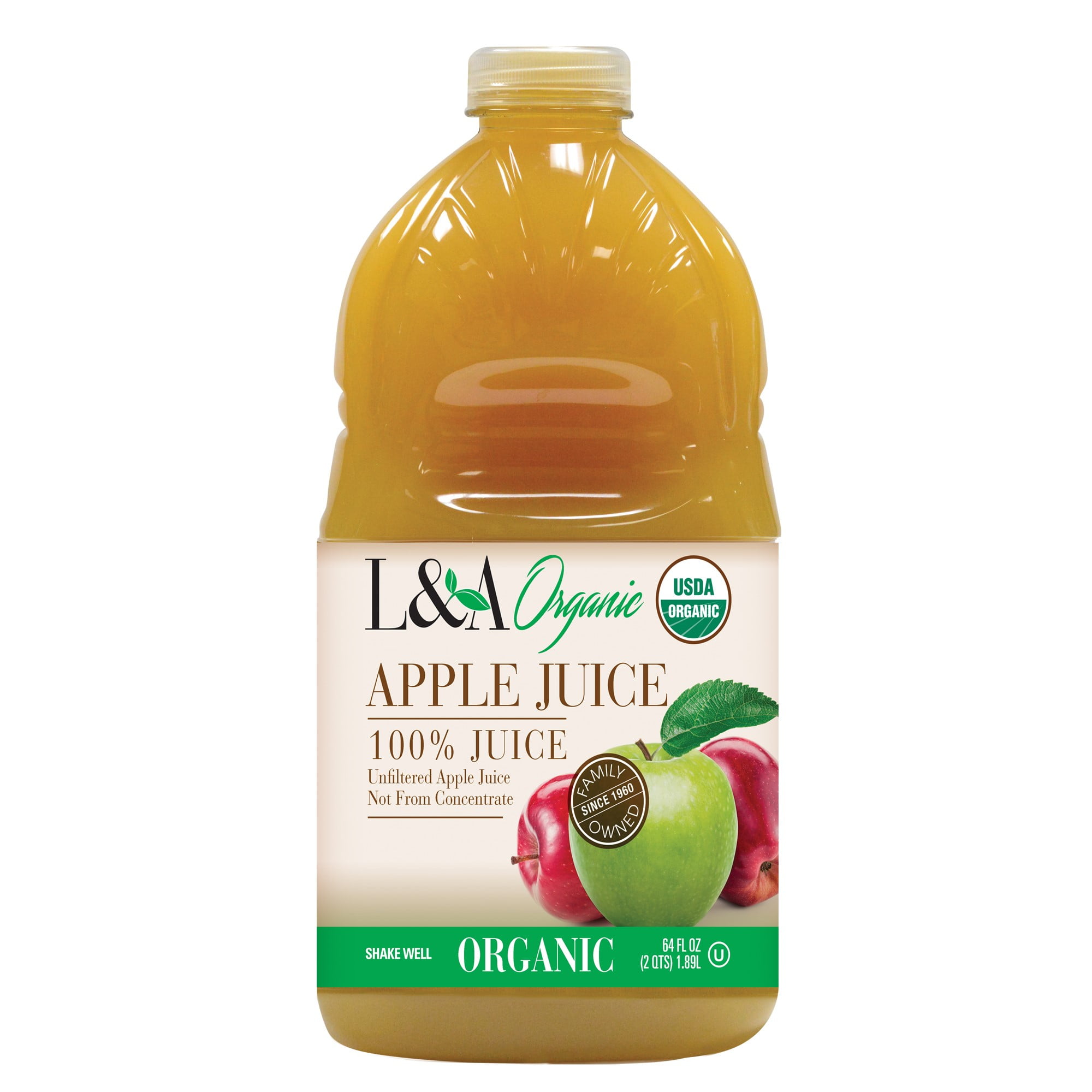 L&A 100 Organic Unfiltered Apple Juice, 64 Fl Oz, 1 Count