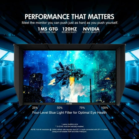 VIOTEK GFI27XQA 27” IPS 4K 120Hz (144hz Overclocked) G-Sync Ready, FreeSync Gaming Monitor - 3 Year Warranty (HDMI, DP) - Black