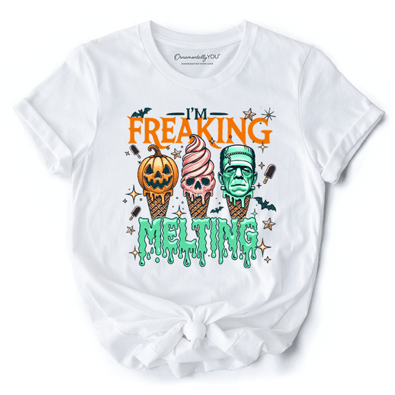 I’m Freaking Melting Frankenstein T-Shirt, Funny Ice Cream Halloween Tee for Summer Spooky Season
