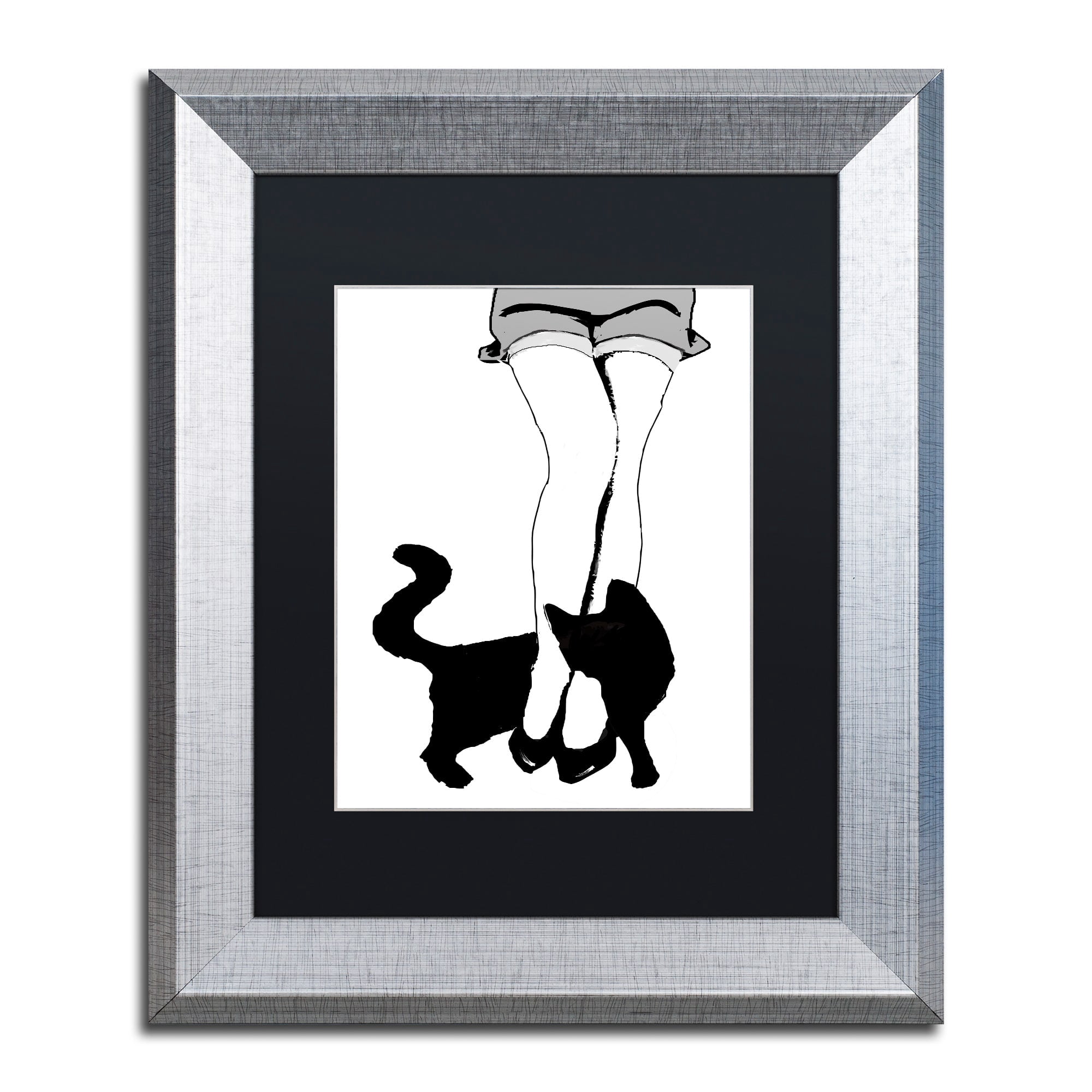 Trademark Fine Art "Black Cat" Canvas Art by Color Bakery Black Matte, Silver Frame