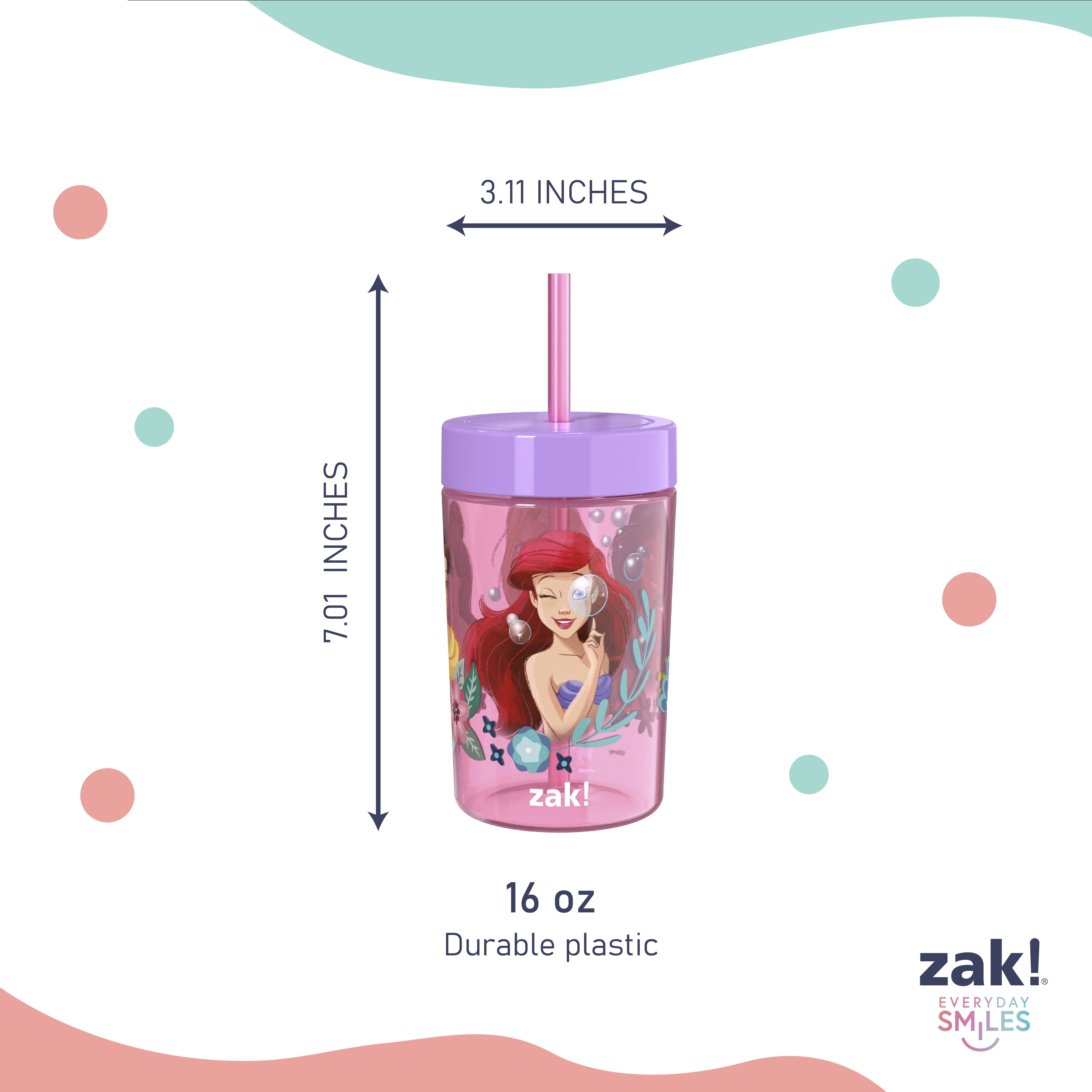 Zak Designs 2 Pack 16oz Tumbler Princess