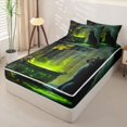 thumbnail image 2 of Manfei Gothic Witch Cauldron Zipper Full Size Comforter Sets with Fitted Sheet and 2 Pillowcases, Halloween Magical Black Cat Zipper Bedding Set, Green Dark Gold,Reversible,4-Piece, 2 of 6
