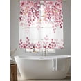 thumbnail image 6 of Sheer Curtains 63 Inches Long, Pink Eucalyptus Leaves Light Filtering Window Curtains for Living Room/Bedroom, Summer Botanical Watercolor Rod Pocket Voile Sheer Curtain Drapes, 52"W x 63"L, 2 Panels, 6 of 8