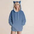 thumbnail image 5 of Htigea Womens Hoodies Cute Ears Hooded Sweatshirts Preppy Long Sleeve Pullover Casual Loose Fit Tops with Kangaroo Pocket Navy S, 5 of 5