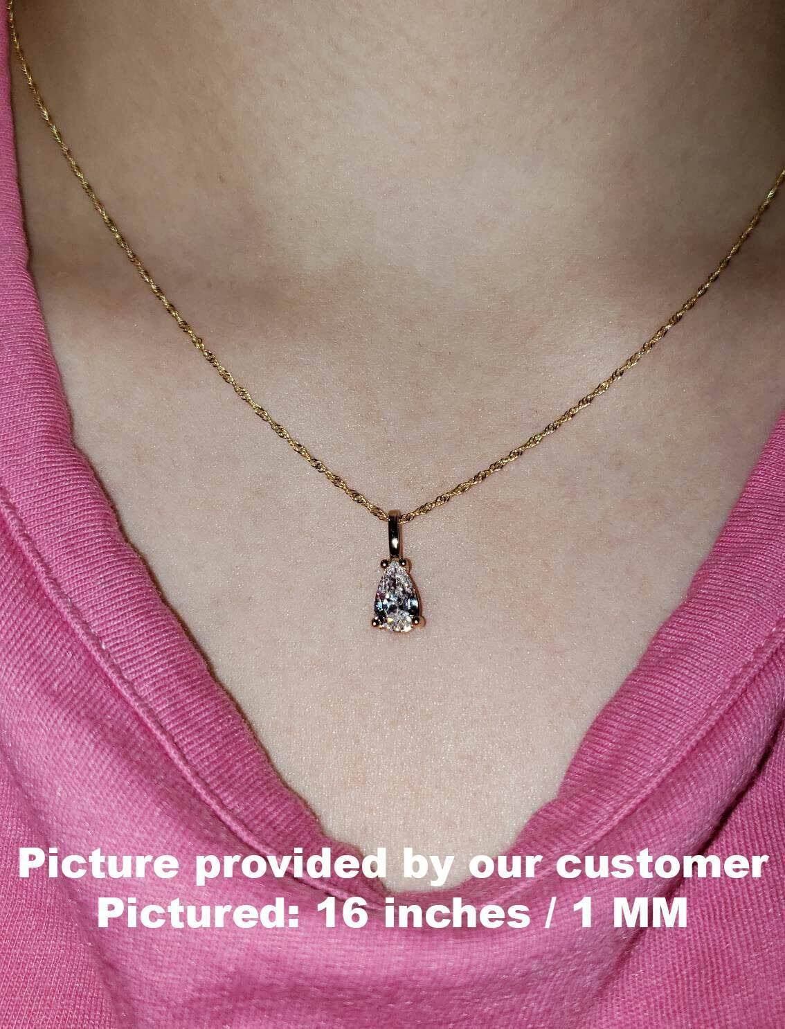 Solid 14K Yellow Gold Singapore Rope Chain Necklace, 16" 18" 20" 24" Inch