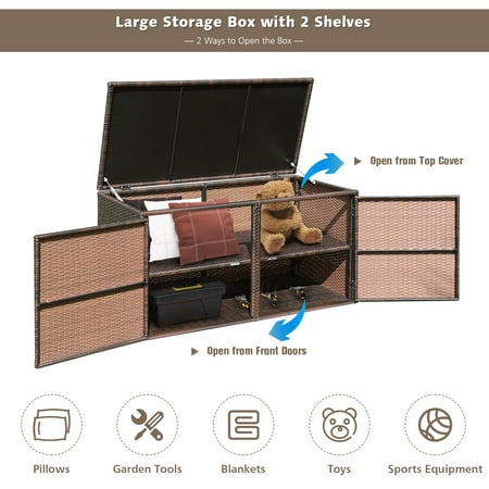 Topbuy Outdoor Rattan Storage Box Patio Wicker Storage Bin Cabinet 88