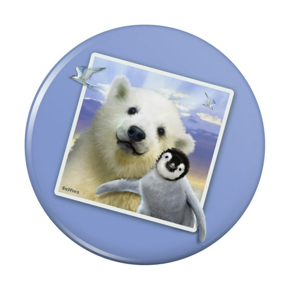 Polar Pals Selfie Picture Polar Bear Penguin Kitchen Refrigerator Locker Button Magnet