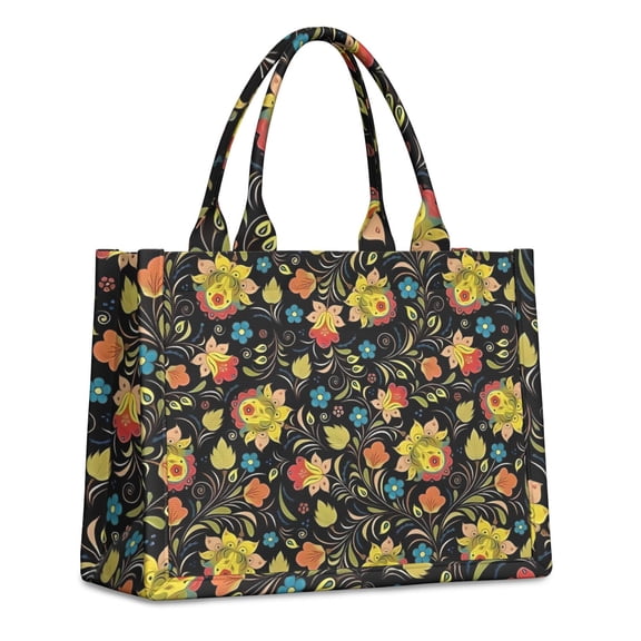 Large Capacity Tote Bag,Pioneer Flower Floral Print Pattern Handbag Fashion Luxury Tote Bag,15.7"x13"x 5.1" Inches,Laptop Compatible