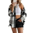 thumbnail image 2 of Asyoly Womens Flannel Plaid Shirts Jacket Long Sleeve Button Down Loose Lapel Shacket Jacket Oversized Coats With Pocket, 2 of 3