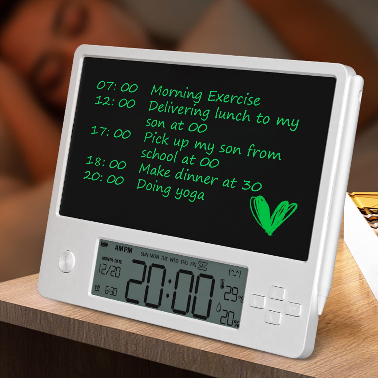 Clearance! VALSEEL Alarm Clock Multifunctional LCD Writing Tablet , Calendar/electronic Clock/alarm/memo, Smart Temperature and Humidity Sensing, Universal for Office Home and Learning