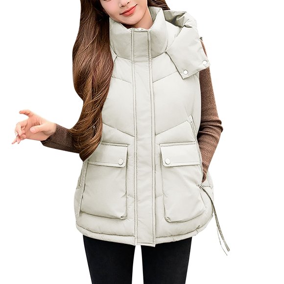 Ladies' Casual Sleeveless Hooded Vest Jacket for Lightweight Wear, Comfortable and Stylish