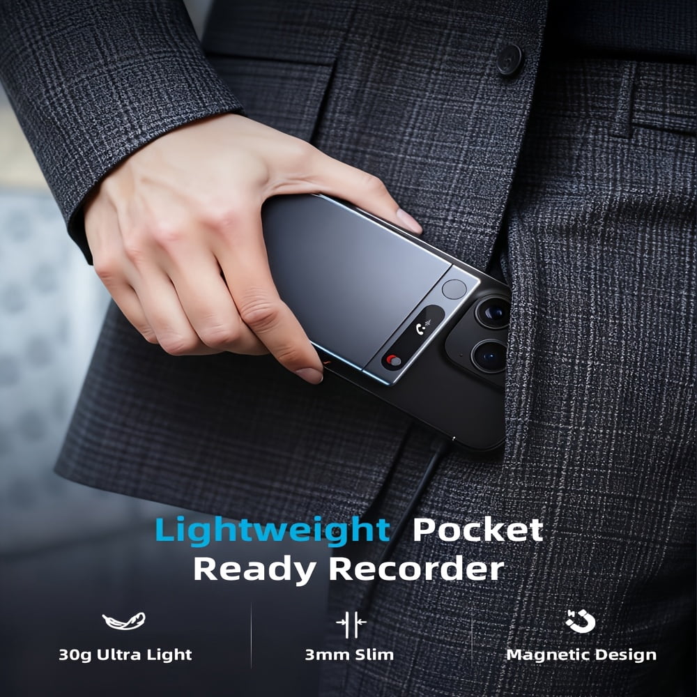 AI Voice Recorder with Call Recording, Translator & Notetaker, 103 Languages, WiFi Transfer, LED Display, Magnetic Case, Smart Compatible
