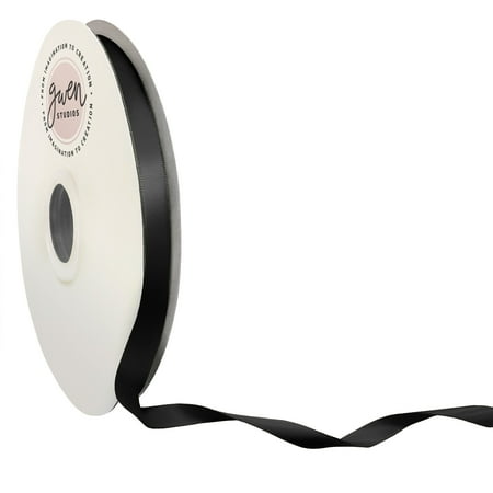 UPC: 0810056349400 | Black Single Face Satin Ribbon  3/8  x 100 Yards by Gwen Studios
