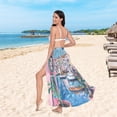 thumbnail image 6 of FORMRS Womens Long Sarong Beach Wrap Semi-Sheer Bikini Skirt Bathing Swimsuit Cover Up, Blue Plants Window, 6 of 7