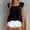 14# Black, variant on Cute Tops for Women Cotton Linen Ruffle Tiered Babydoll Cropped Shirt Layered Flutter Sleeve Square Neck Blouse Black L