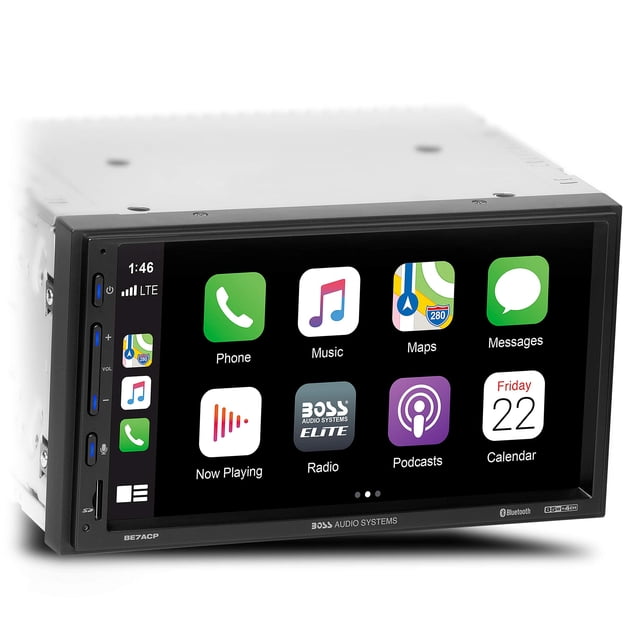 BOSS Audio Systems Elite BE7ACP Reproductor multimedia para coche con Apple CarPlay Android Auto - Pantalla táctil capacitiva LCD de 7 pulgadas, doble Din, Bluetooth (renovado)