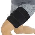 thumbnail image 1 of Thigh Brace - Hamstring Quad Wrap - Adjustable Compression Sleeve Support for Pulled Groin Muscle, Sprains, Quadricep, Tendinitis, Workouts, Sciatica Pain and Sports Recovery - Men, Women (Black), 1 of 9