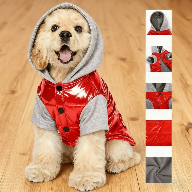 Winter Windproof Hoodie Jacket Cold Weather Warm Clothes For Small Medium Puppy Dogs And Cats