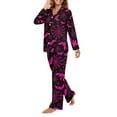 thumbnail image 3 of Garronmavis Pink Bats Women Pajama Set 2 Piece Long Sleeve Button Down Sleepwear Nightwear PJs Cozy Loungewear Set for Women with Pockets (Halloween Style), 3 of 7