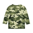 thumbnail image 5 of Boys Girls Camouflage Print Quarter Sleeve Round Neck Top Stretch Casual Pullover Tee for Outdoor Kids Camo Top, 5 of 6
