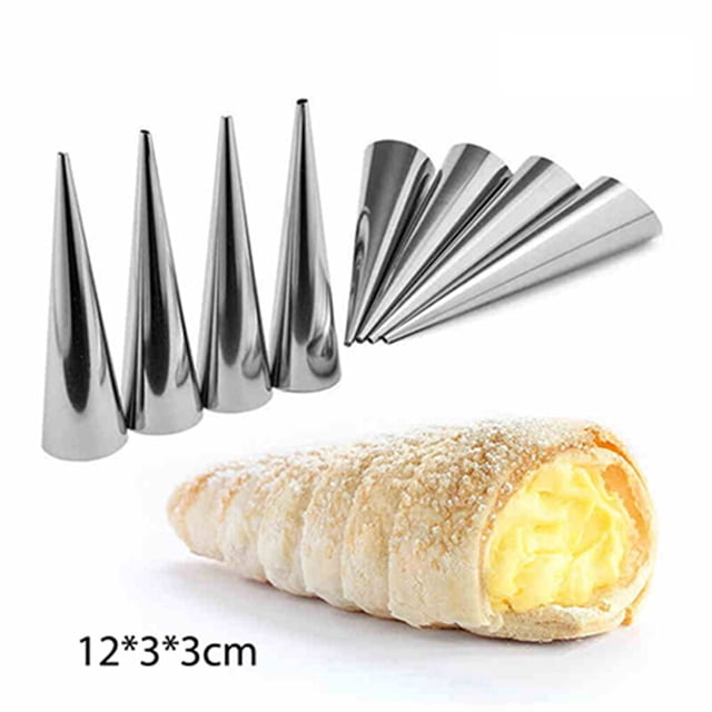 Moldes de rollo de cono de tubo cónico de 5/12 Uds., Moldes de croissants en de acero inoxidable, molde para pasteles, crema, cuerno, Herramientas y accesorios para hornear plata 5 piezas 12*3*3 cm Cateissary JJ19524-03B